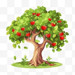 花盆卡通图片_苹果树剪贴画 一棵苹果树，上面