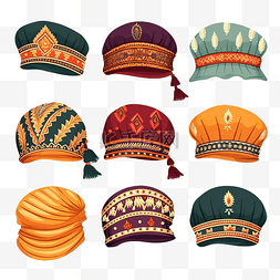图案帽子 印度头巾 美丽的帽子