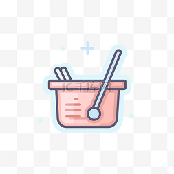 插图为带有勺子和一套筷子的粉色