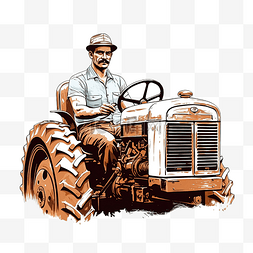 老式拖拉机农民驾驶