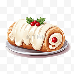 烘烤的图片_圣诞卷奶油甜点 Illutraton 十二月矢