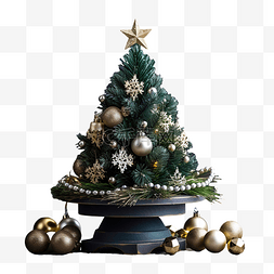 足底反射区图片_深色木桌上装饰着小圣诞树