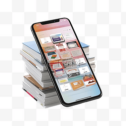 营销内容图片_手机上收藏内容的 3D 插图
