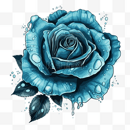 卡通蓝色水滴图片_蓝色玫瑰 向量
