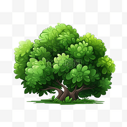 绿色绿化图片_卡通风格灌木中的绿色灌木绿色花