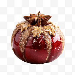 带有圣诞装饰的美味烤苹果的特写