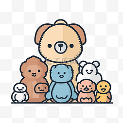 动物小icon图片_一群可爱的泰迪熊被小动物包围 