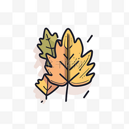 秋天的树叶涂鸦风格图标 向量