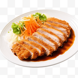日本料理水彩图片_炸猪排 日本料理