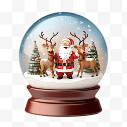 圣诞雪球，里面有可爱的驯鹿和圣