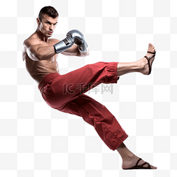 单人跆拳道运动员踢腿