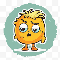 橙色背景字体图片_绿色背景上表情悲伤的橙色卡通人