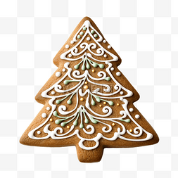 食物木图片_绘制姜饼圣诞树糖饼干的特写