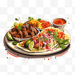 番茄莎莎图片_ai生成墨西哥食物插画
