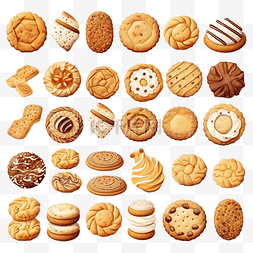 甜圈背景图片_大套自制饼干不同口味的糕点饼干