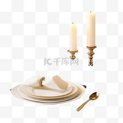 餐厅时尚图片_时尚的餐桌布置，配有燃烧的蜡烛