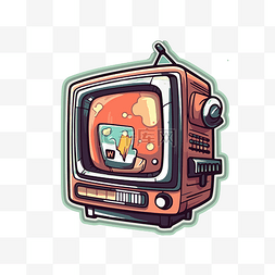 电视复古图片_基于复古设备剪贴画的卡通电视 