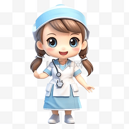 拇指生煎包图片_可爱的护士插画渲染