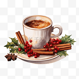 咖啡熱氣psd图片_圣诞咖啡 PNG