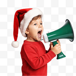 喇叭促銷图片_快乐的孩子穿着圣诞服装有趣的孩