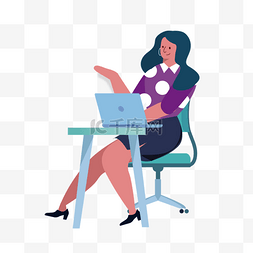 商务人物插画图片_女性紫色波点办公