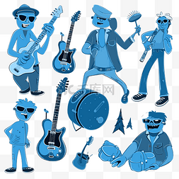 乔布斯速写图片_蓝调剪贴画一些蓝色音乐人物打扮