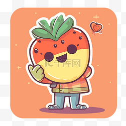 易拉罐贴纸图片_字符矢量设计可爱水果草莓卡通矢