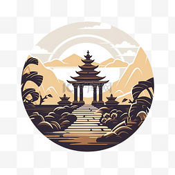 Monumen bom 巴厘岛图形元素插画