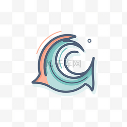 冲浪鱼字母 c 标志图标 向量