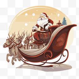 圣诞老人在他的雪橇上 向量