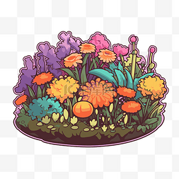 有规律的花坛图片_彩色花园贴纸用于花坛或花园剪贴
