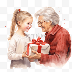 孙女图片_祖母给享受圣诞节时光的孙女带来