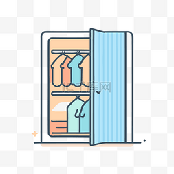 玻璃衣柜移门图片_衣架的矢量显示在打开的门旁边