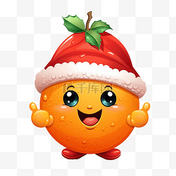 卡通人物水果插画图片_庆祝圣诞节的水果吉祥物卡通插画