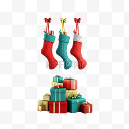 圣诞节海报背景图片_圣诞袜，配有礼物隔离网站海报或