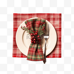 手拿餐巾纸图片_餐巾纸上配有叉勺和刀的圣诞餐桌