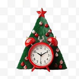 绿色手表图片_绿色圣诞树，上面有玩具和时钟，