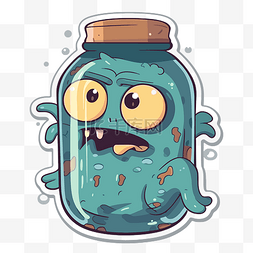 奇怪图片_奇怪的蓝色怪物在罐子里 向量