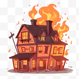 着火了卡通图片_房子着火 向量
