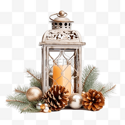 松枝球图片_有圣诞球和松枝的圣诞灯笼