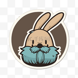 兔子胡子图片_棕色贴纸，上面有胡子兔子和蓝色