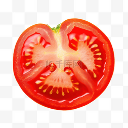 番茄片图片_一片红色新鲜番茄隔离切出