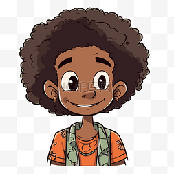 非洲剪贴画 非洲卡通男孩穿着橙