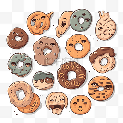 百福图字体图片_百吉饼剪贴画甜甜圈与有趣的面孔