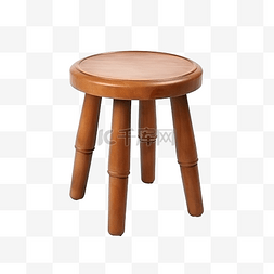 木椅图片_没有靠背的圆形木椅隔离