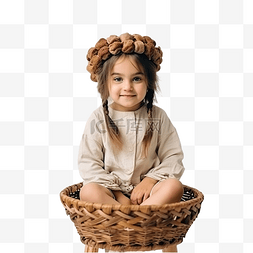 笑着的婴儿图片_一个头上戴着圣诞圈的小女孩坐在