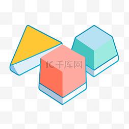 白色盒子有四种颜色的立方体形状
