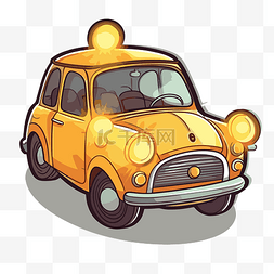 出租车黄色图片_卡通黄色出租车，带灯 向量