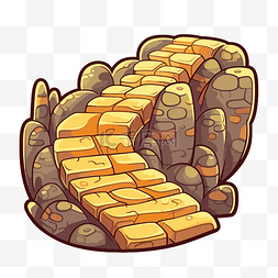 动画石头图片_地上有砖块的动画金色石头路径剪