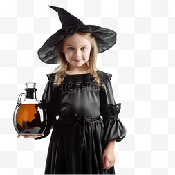 儿童魔法城堡图片_女巫角色扮演中的小女孩酿造药水